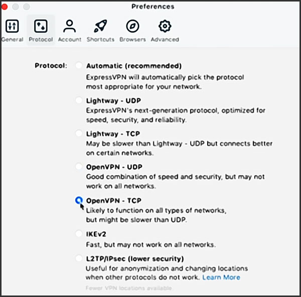 les différents protocoles proposés par ExpressVPN
