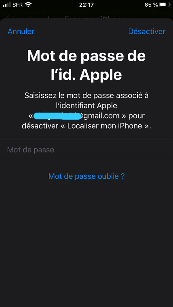 rentrer mot de passe id apple
