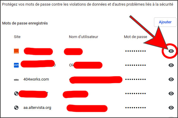 mots de passe enregistres dans google chrome