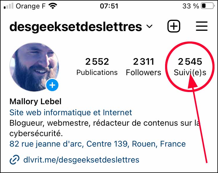 personnes suivies sur instagram profil