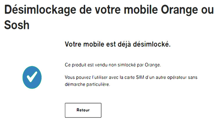desimlockage telephone orange