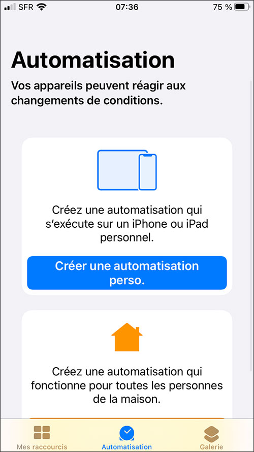 creer automatisation sur iphone