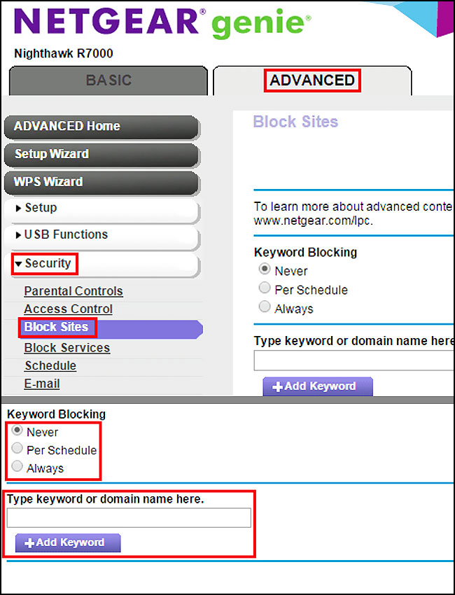 bloquer un site sur un routeur netgear