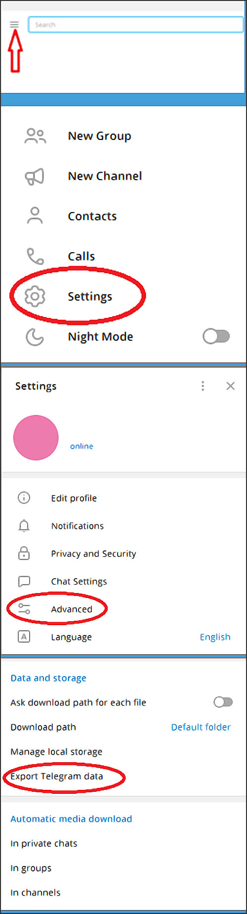 comment exporter donnees telegram