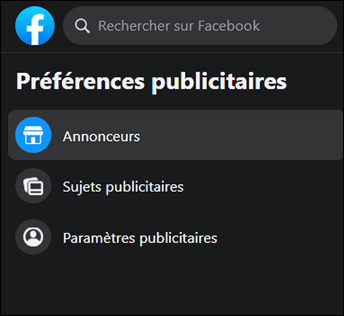 facebook preferences publicitaires