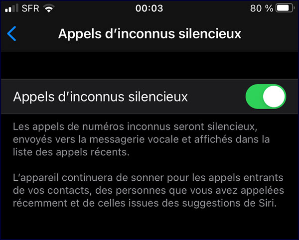 iphone appels d inconnus silencieux