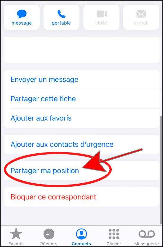 iphone partager ma position avec un contact