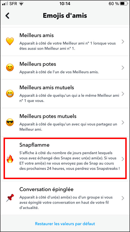 changer icone snapflamme