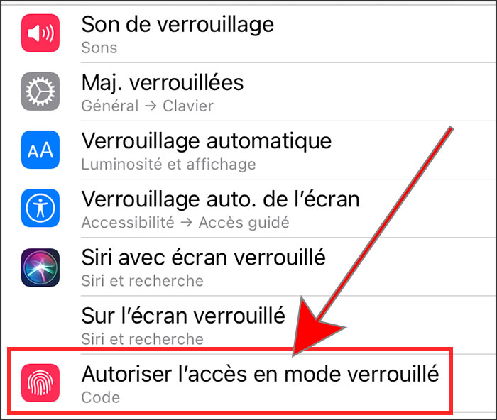 autoriser l acces en mode verrouille