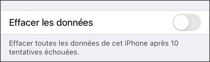 effacer les donnees apres dix echecs