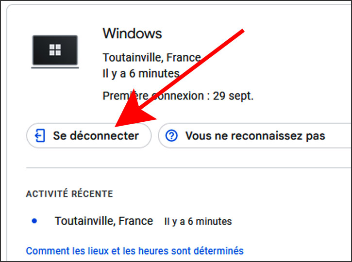 se deconnecter de votre compte google