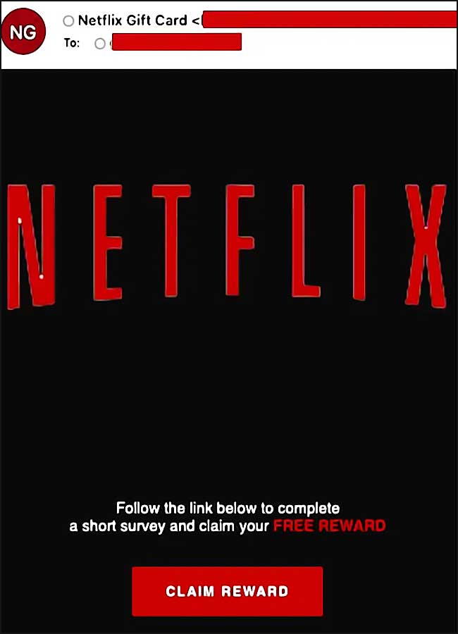 faux bons cadeaux netflix