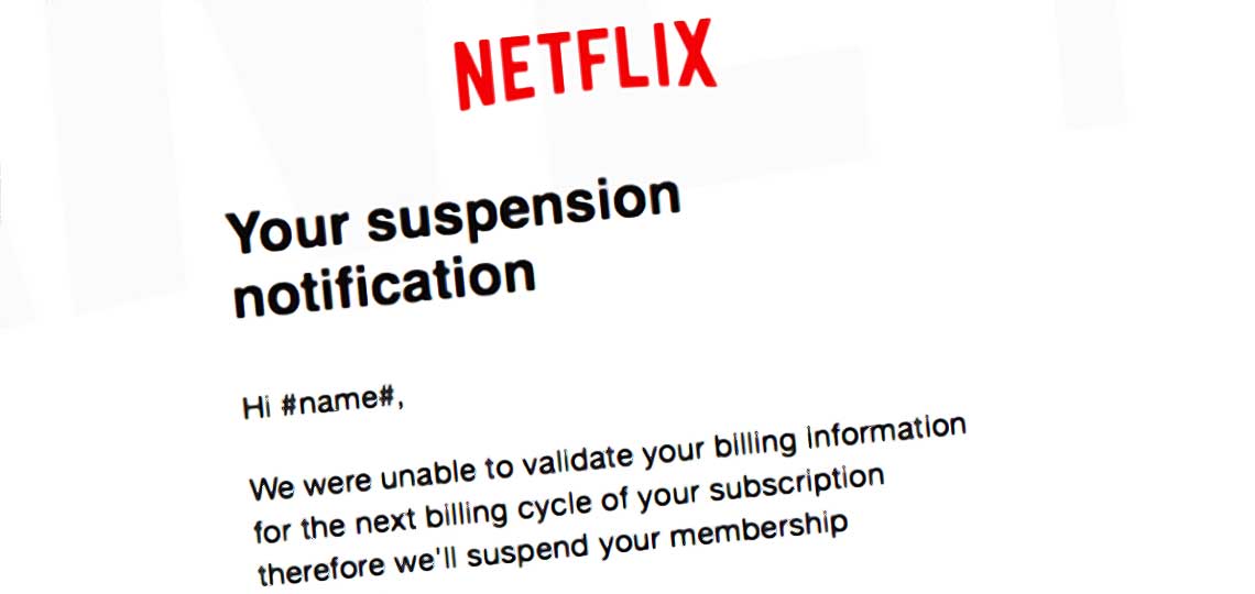 faux email de suspension compte netflix