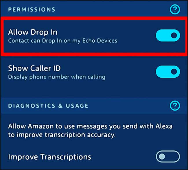 autorisation drop in alexa