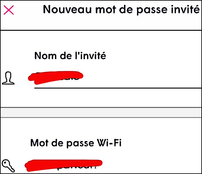 nouveau mot de passe invite