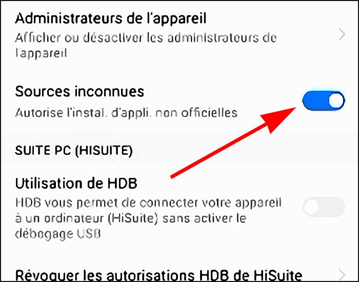 autoriser sources inconnues