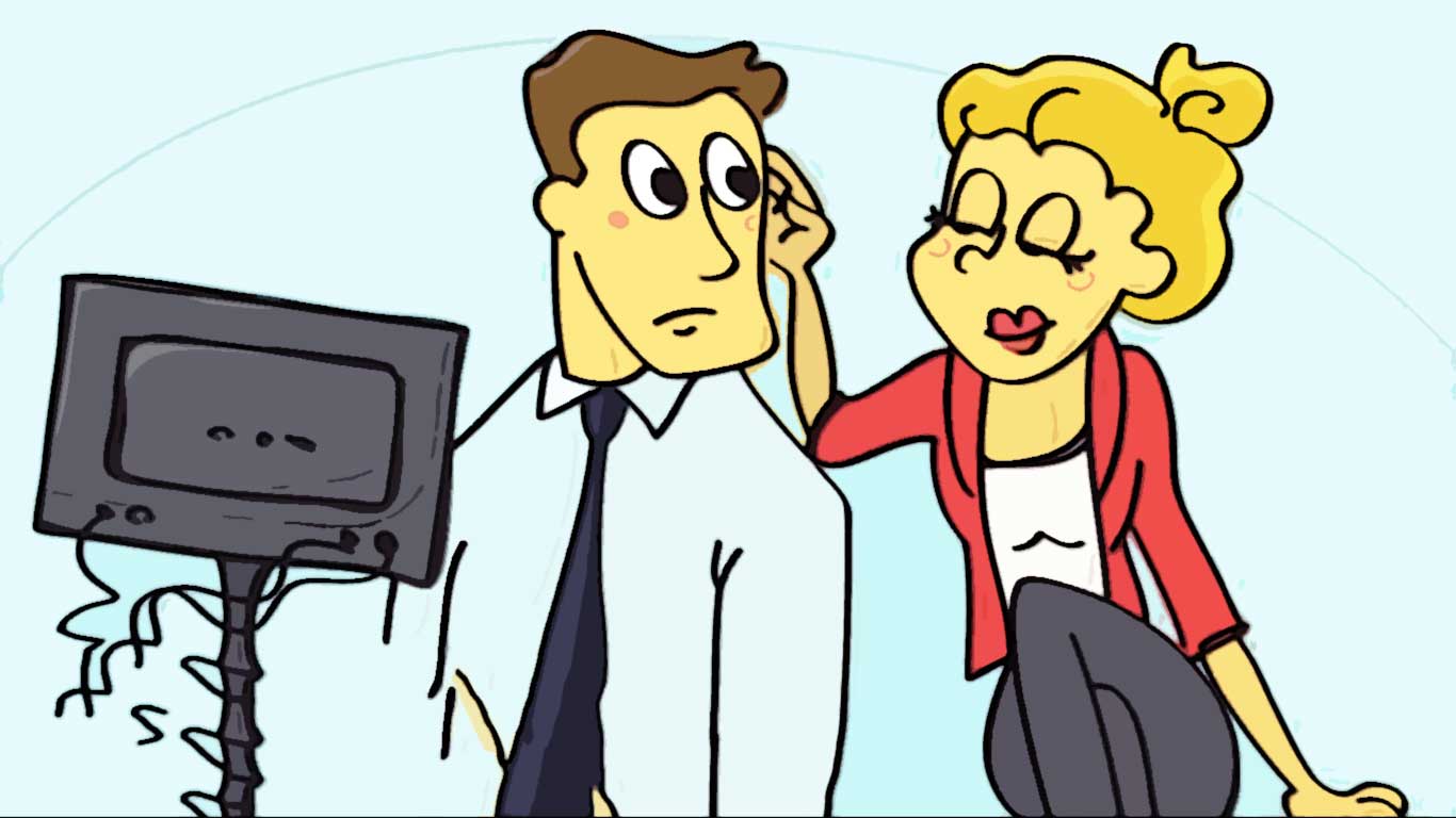 homme au travail harcele par une femme