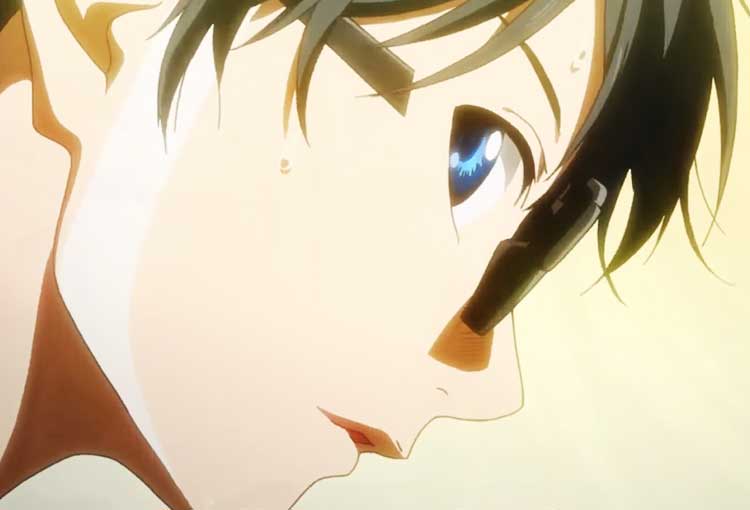 Visage de personnage d'animation japonaise en gros plan.
