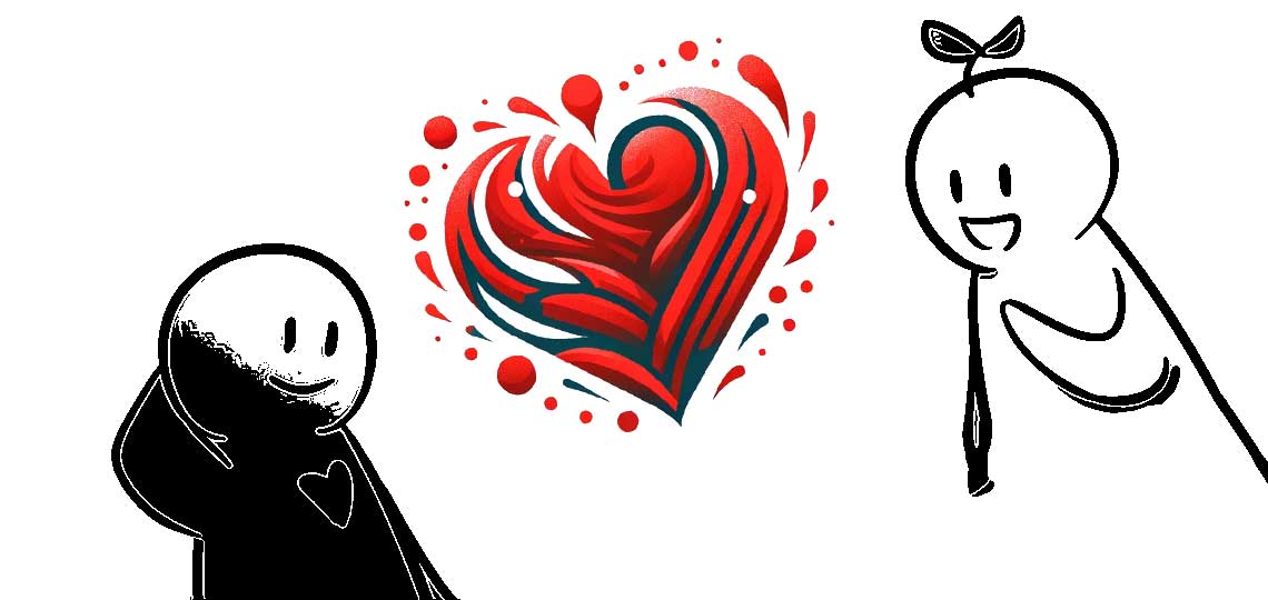 dessins de deux crush avec coeur rouge