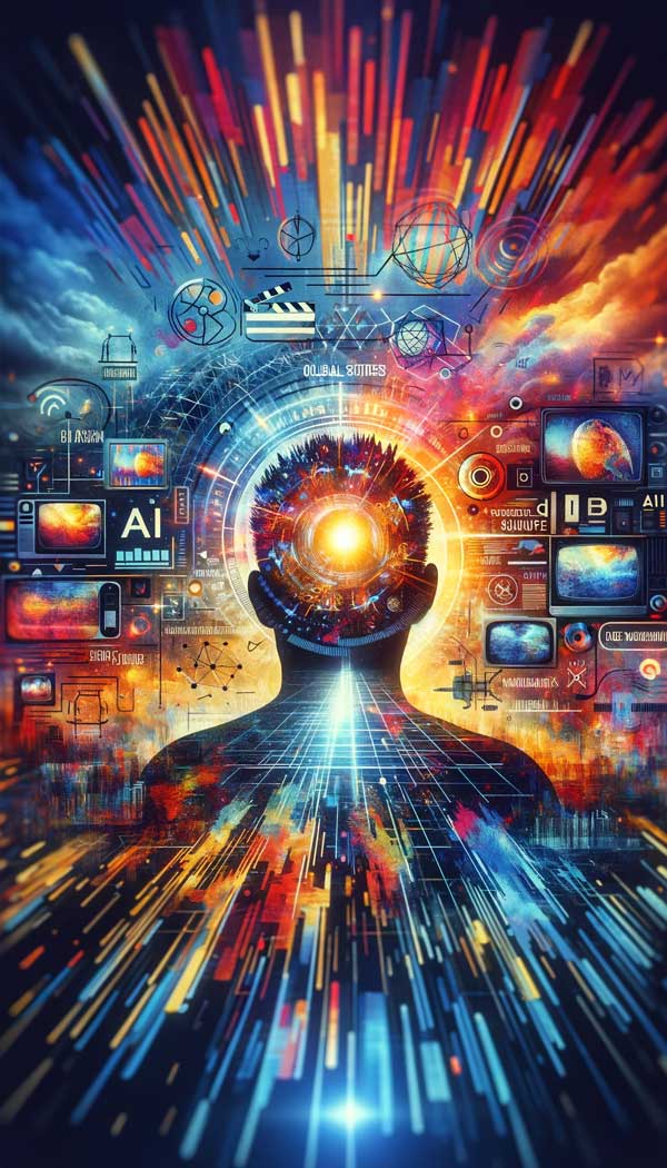 Art numérique d'inspiration technologique futuriste.