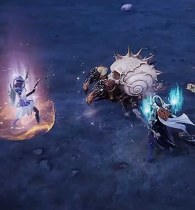 Illustration fantastique, créature et personnages magiques, screenshot du jeu Throne and liberty.