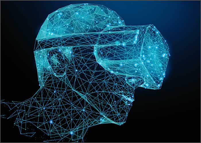 Réseau neuronal en forme de tête humaine.