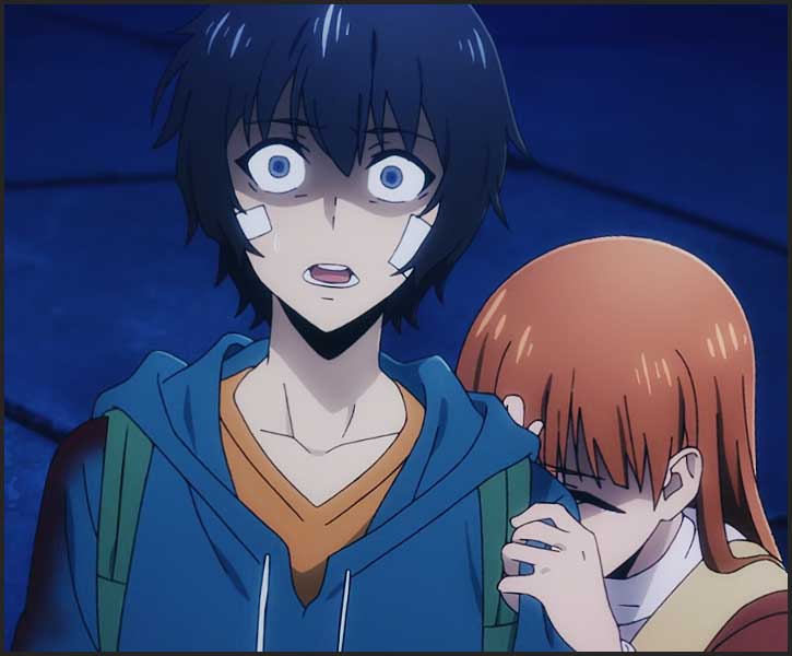 Jeune homme surpris et fille triste, animation.