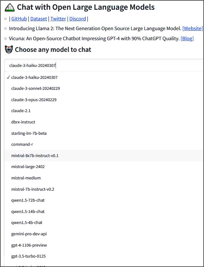 Liste de modèles de langage pour chatbot.