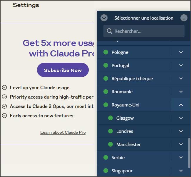 Interface utilisateur d'application de localisation.