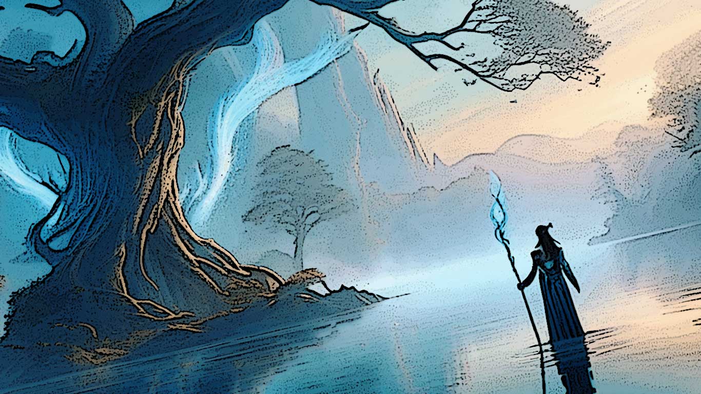 fantasy paysage magicien