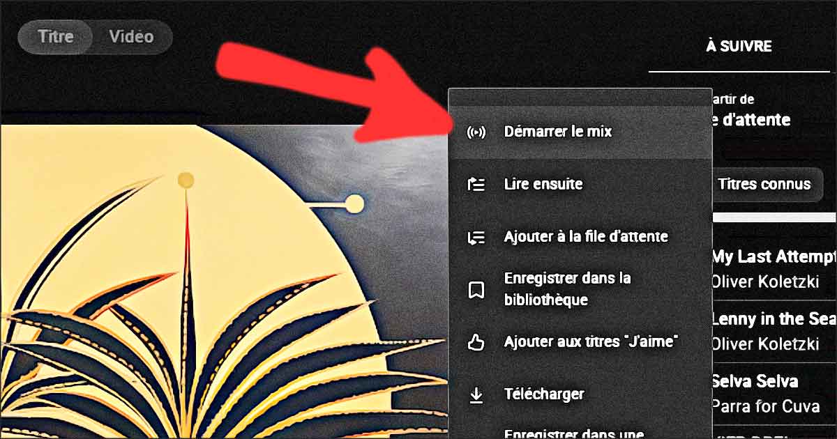 demarrer le mix youtube music