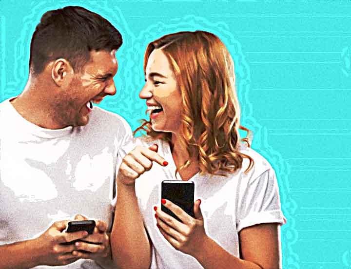 homme et femme morts de rire
